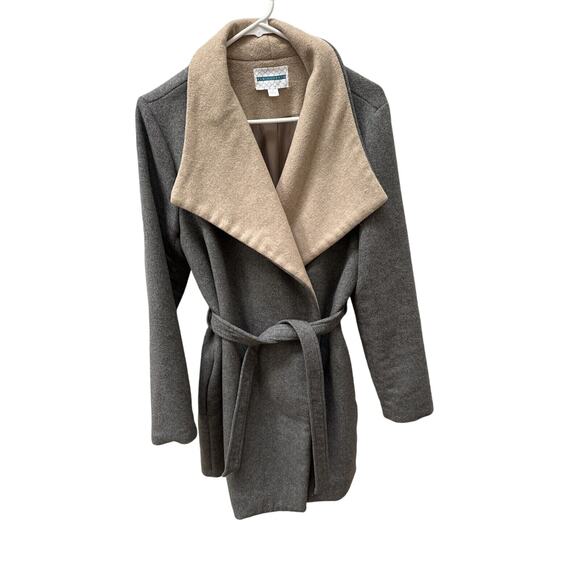 Pim + Larkin Wool And‎ Poly Wrap Coat Grey Womens Large - Picture 1 of 16